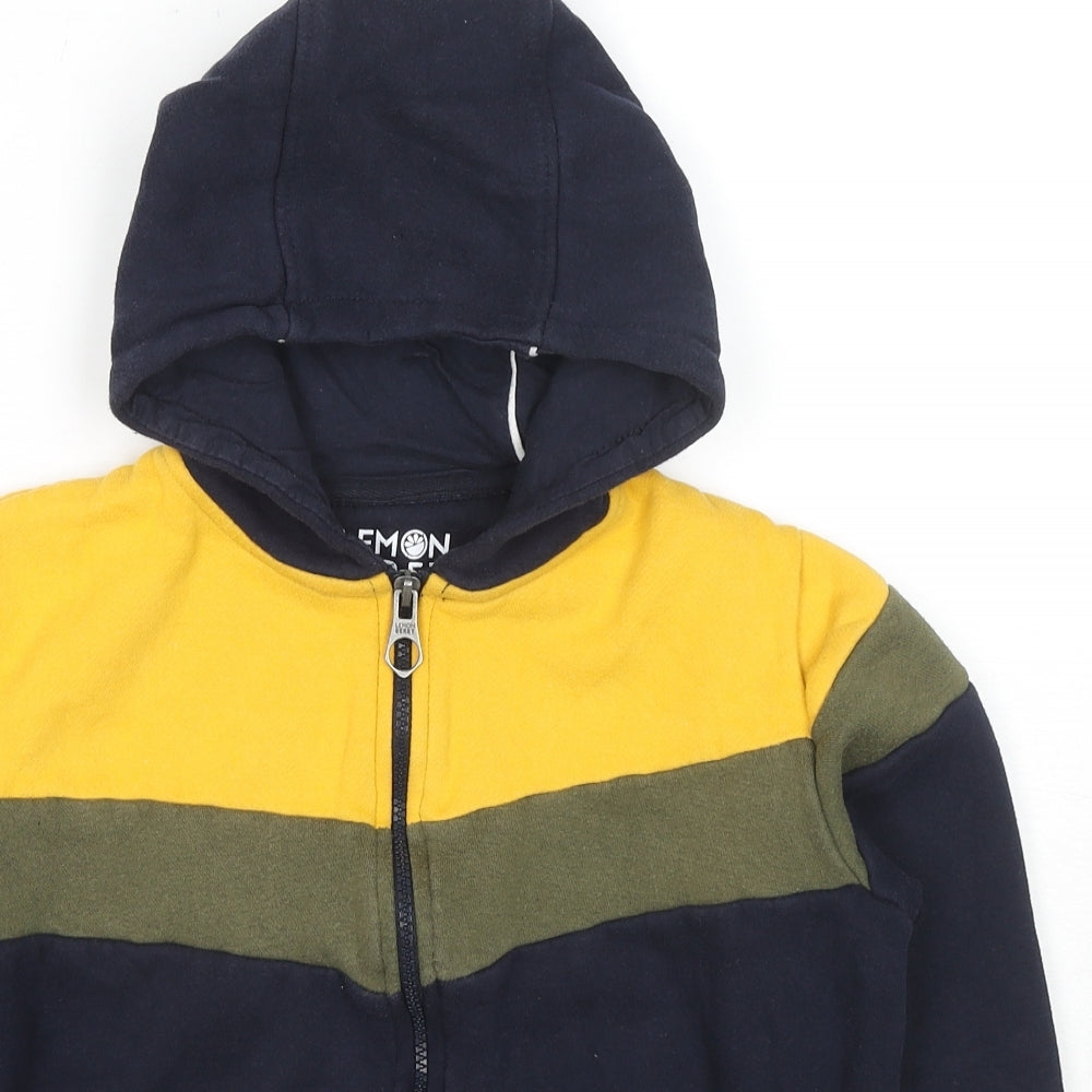 Lemon Beret Boys Blue Colourblock Cotton Full Zip Hoodie Size 9-10 Years Zip - Age 9-11 Years