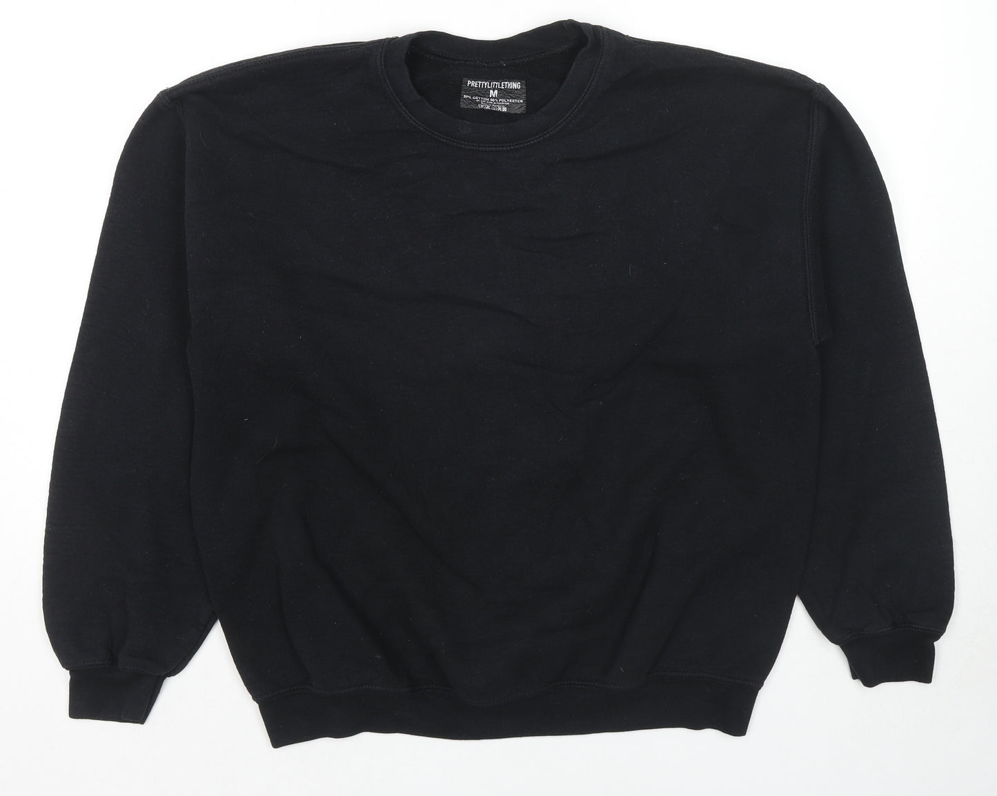 PRETTYLITTLETHING Womens Black Cotton Pullover Sweatshirt Size M Pullover