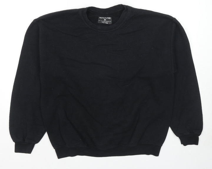 PRETTYLITTLETHING Womens Black Cotton Pullover Sweatshirt Size M Pullover