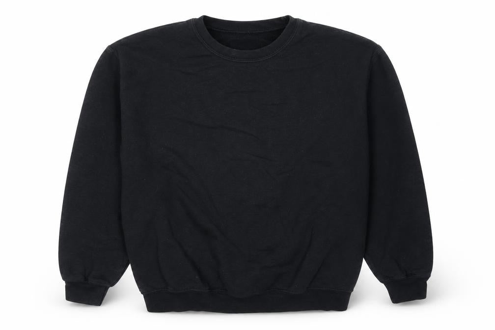Front view of PRETTYLITTLETHING women’s black cotton pullover sweatshirt, size M, pullover