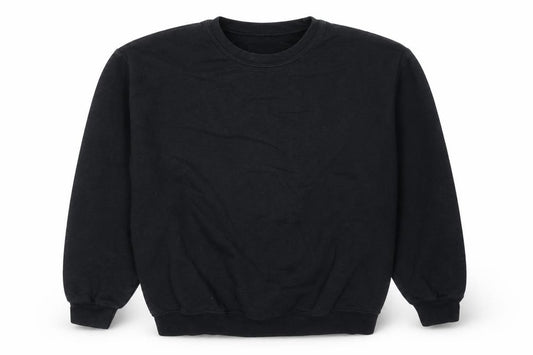 Front view of PRETTYLITTLETHING women’s black cotton pullover sweatshirt, size M, pullover