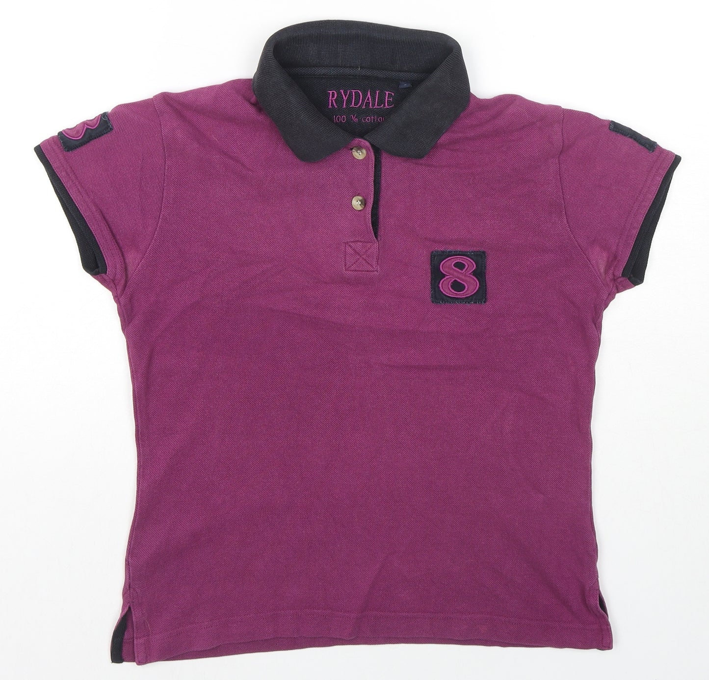 Rydale Womens Purple Cotton Basic Polo Size S Collared - Logo 8