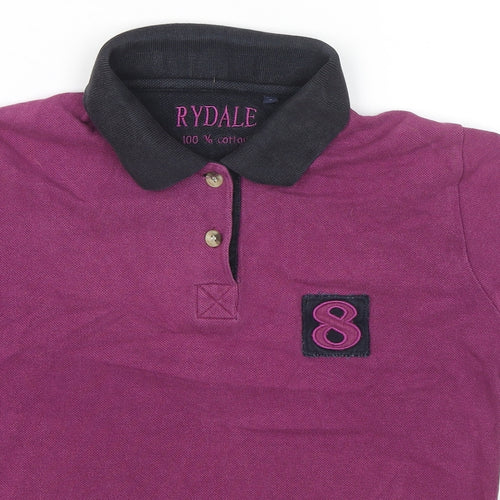 Rydale Womens Purple Cotton Basic Polo Size S Collared - Logo 8