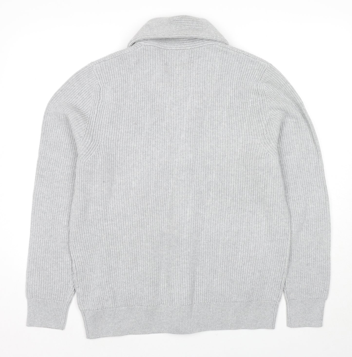 Marks and Spencer Mens Grey Collared Polyester Cardigan Jumper Size M Long Sleeve