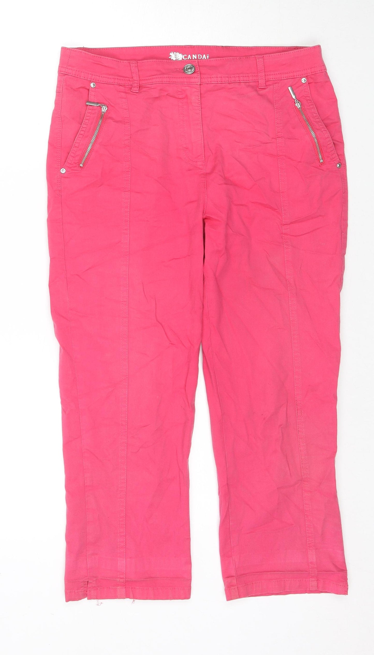 Canda Womens Pink Cotton Cropped Jeans Size 10 L21 in Regular Zip