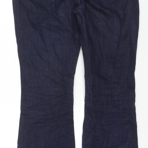 Marks and Spencer Womens Blue Cotton Bootcut Jeans Size 10 L28 in Regular Zip