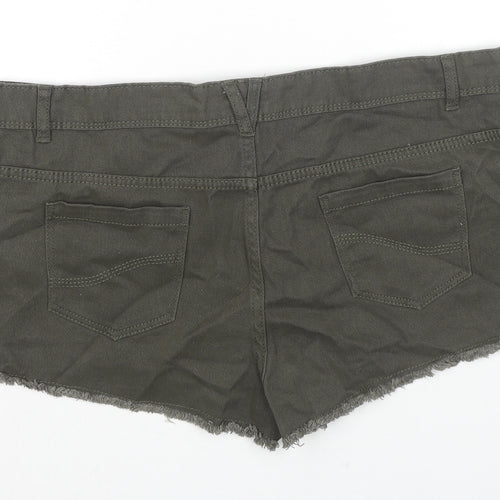 Denim & Co. Womens Green Cotton Hot Pants Shorts Size 16 L3 in Regular Zip
