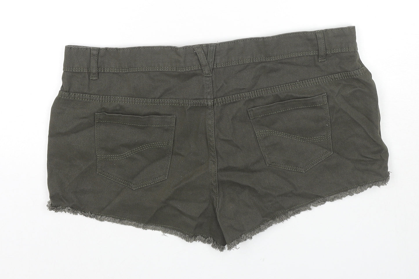 Denim & Co. Womens Green Cotton Hot Pants Shorts Size 16 L3 in Regular Zip