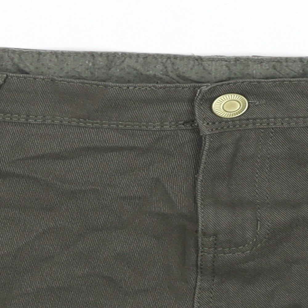 Denim & Co. Womens Green Cotton Hot Pants Shorts Size 16 L3 in Regular Zip