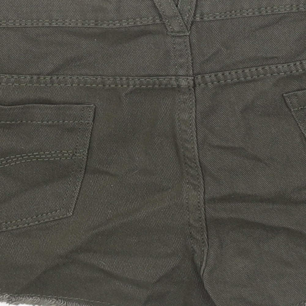 Denim & Co. Womens Green Cotton Hot Pants Shorts Size 16 L3 in Regular Zip