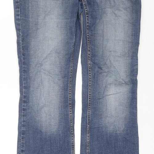 NEXT Womens Blue Cotton Bootcut Jeans Size 10 L29 in Regular Zip