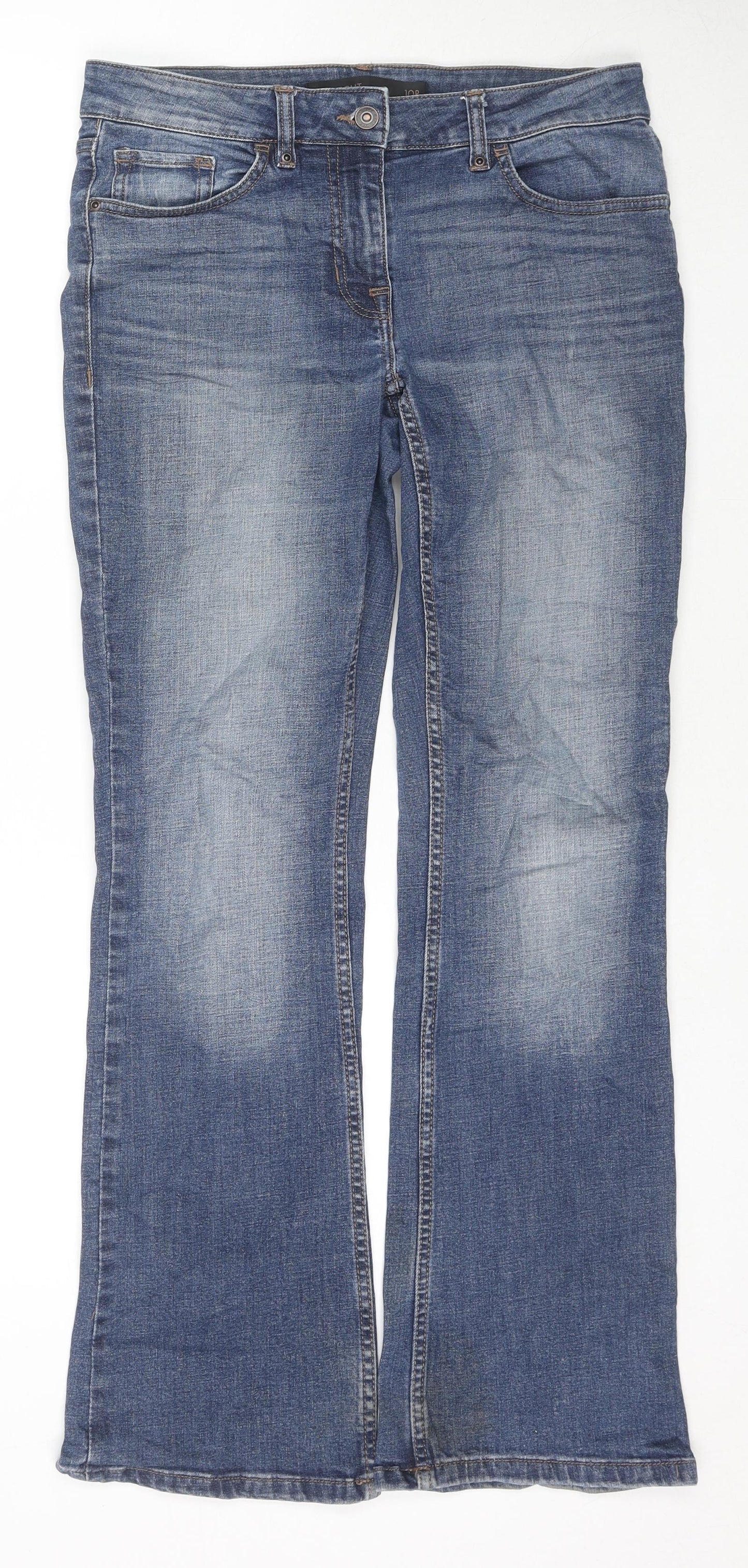 NEXT Womens Blue Cotton Bootcut Jeans Size 10 L29 in Regular Zip