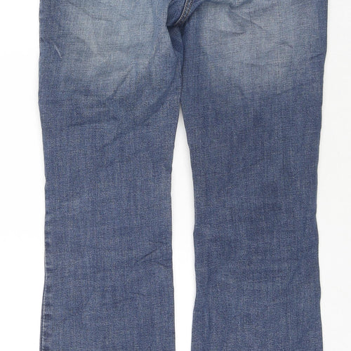 NEXT Womens Blue Cotton Bootcut Jeans Size 10 L29 in Regular Zip