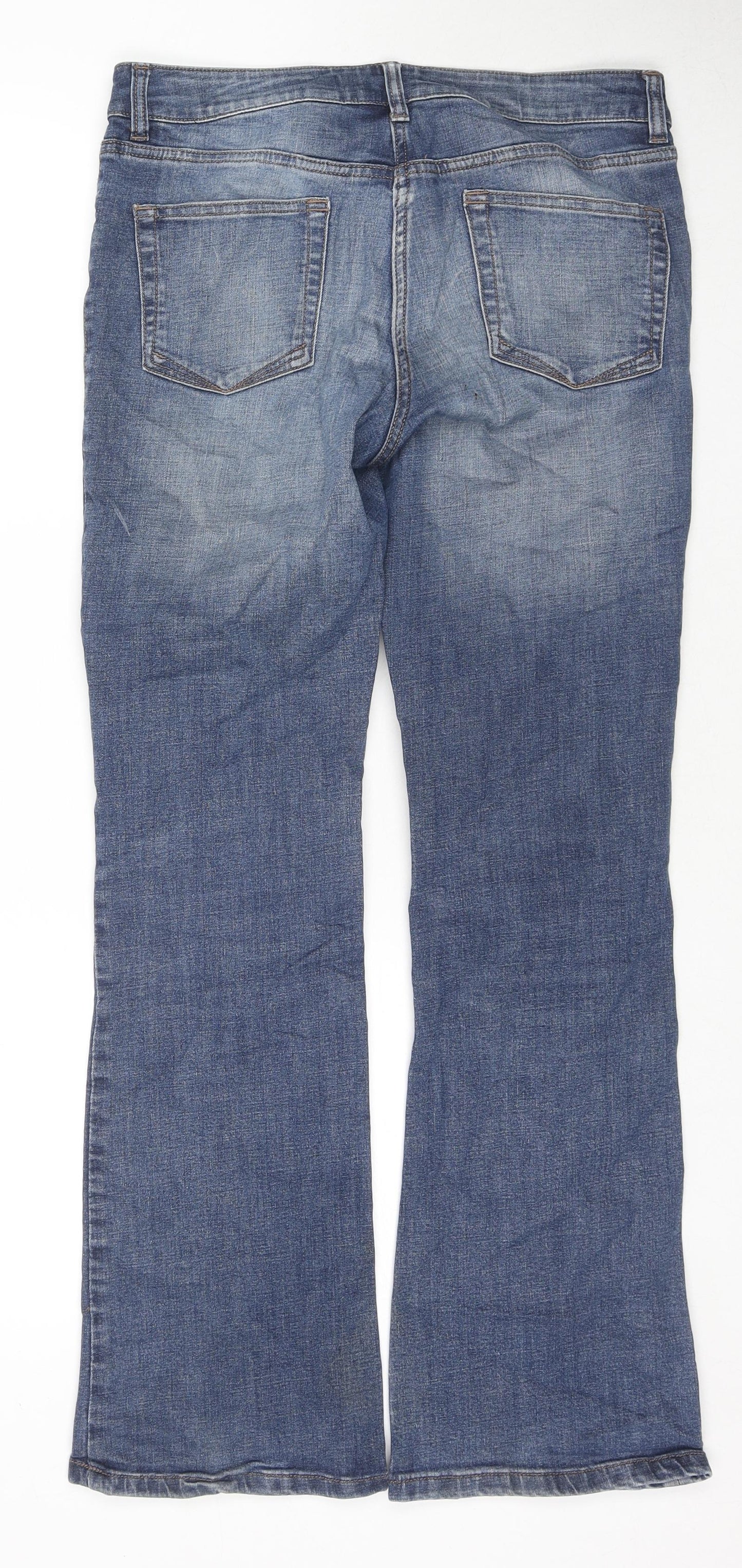 NEXT Womens Blue Cotton Bootcut Jeans Size 10 L29 in Regular Zip