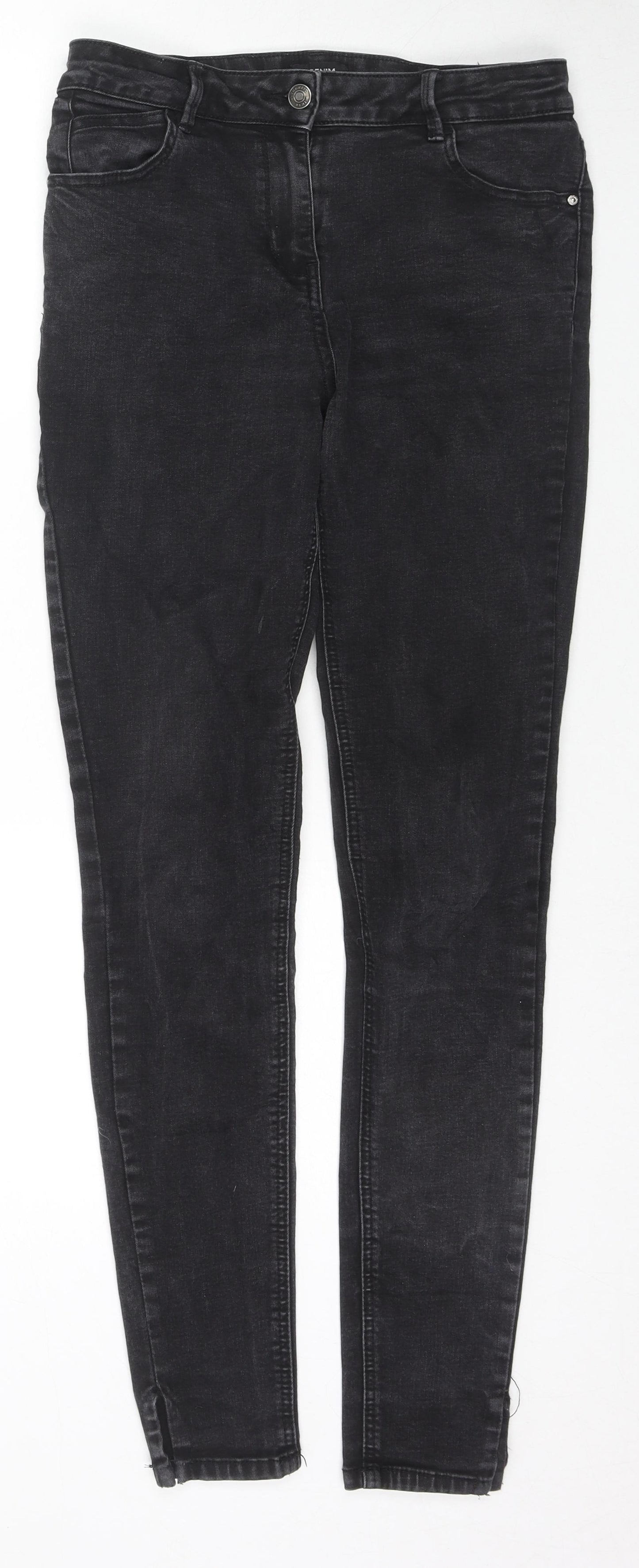 Matalan Womens Black Cotton Skinny Jeans Size 12 L30 in Regular Zip