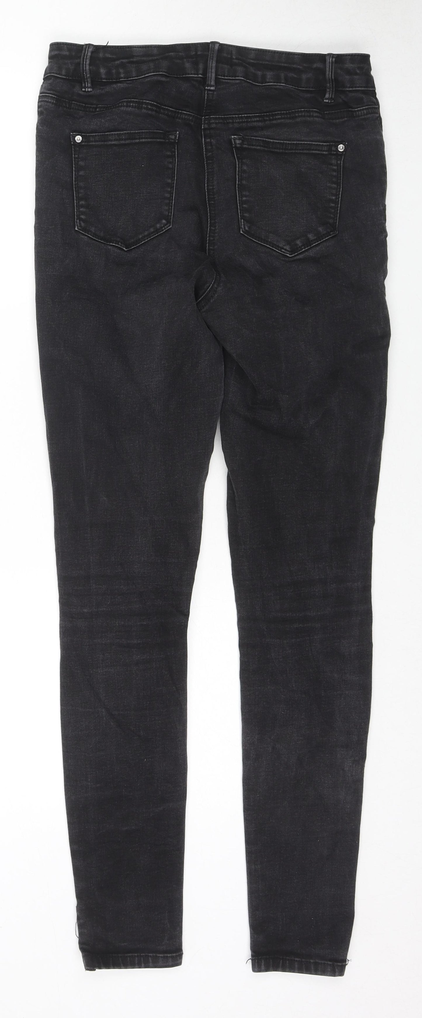 Matalan Womens Black Cotton Skinny Jeans Size 12 L30 in Regular Zip