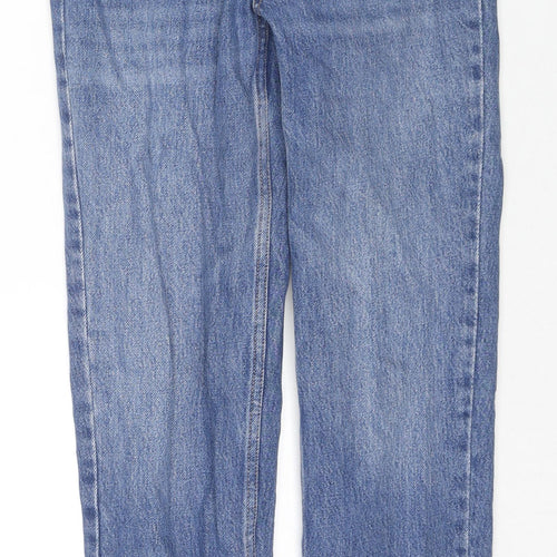 Topshop Womens Blue Cotton Straight Jeans Size 24 in L30 in Regular Zip