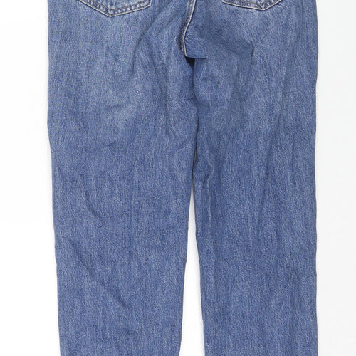Topshop Womens Blue Cotton Straight Jeans Size 24 in L30 in Regular Zip