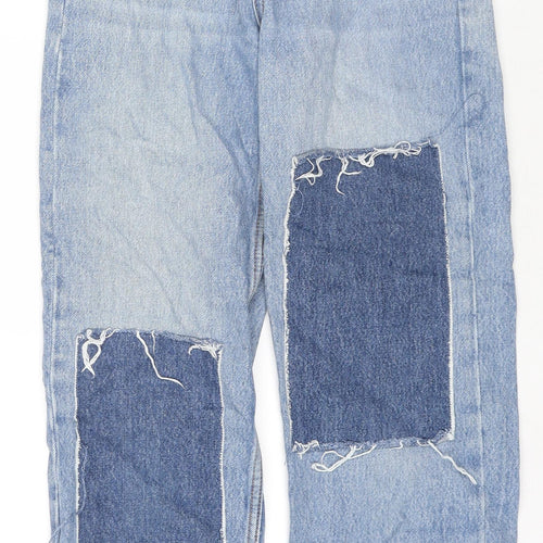 Pull&Bear Womens Blue Cotton Straight Jeans Size 4 L26 in Regular Zip