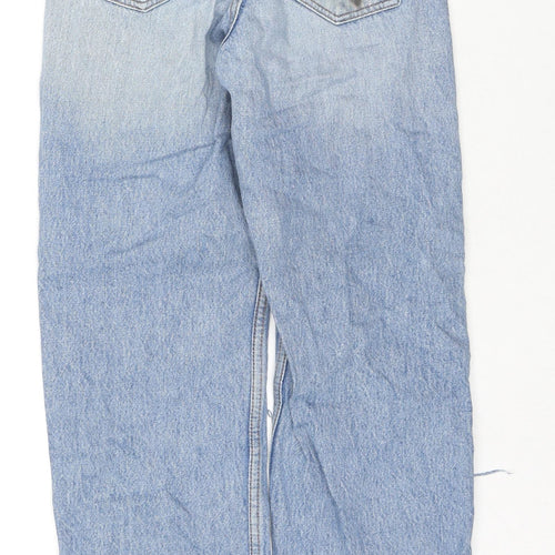 Pull&Bear Womens Blue Cotton Straight Jeans Size 4 L26 in Regular Zip