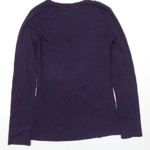 H&M Womens Purple Cotton Basic T-Shirt Size M V-Neck