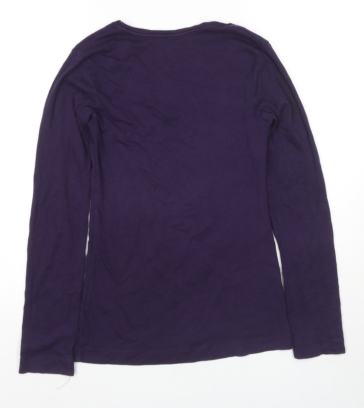 H&M Womens Purple Cotton Basic T-Shirt Size M V-Neck