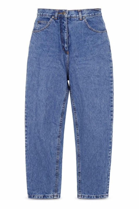 Front view of Americano women’s blue cotton straight jeans, size UK 24, in, 28-inch leg regular zip