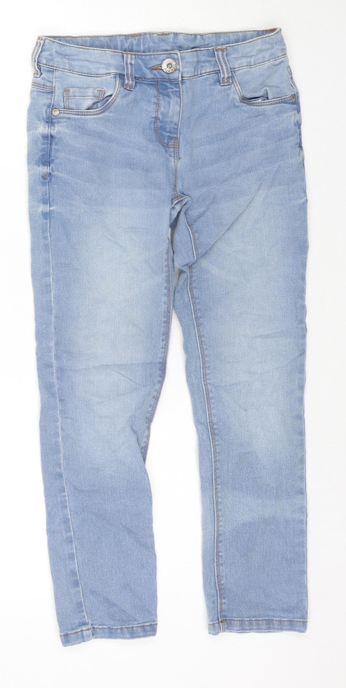 NEXT Boys Beige Cotton Straight Jeans Size 8 Years L22 in Regular Zip