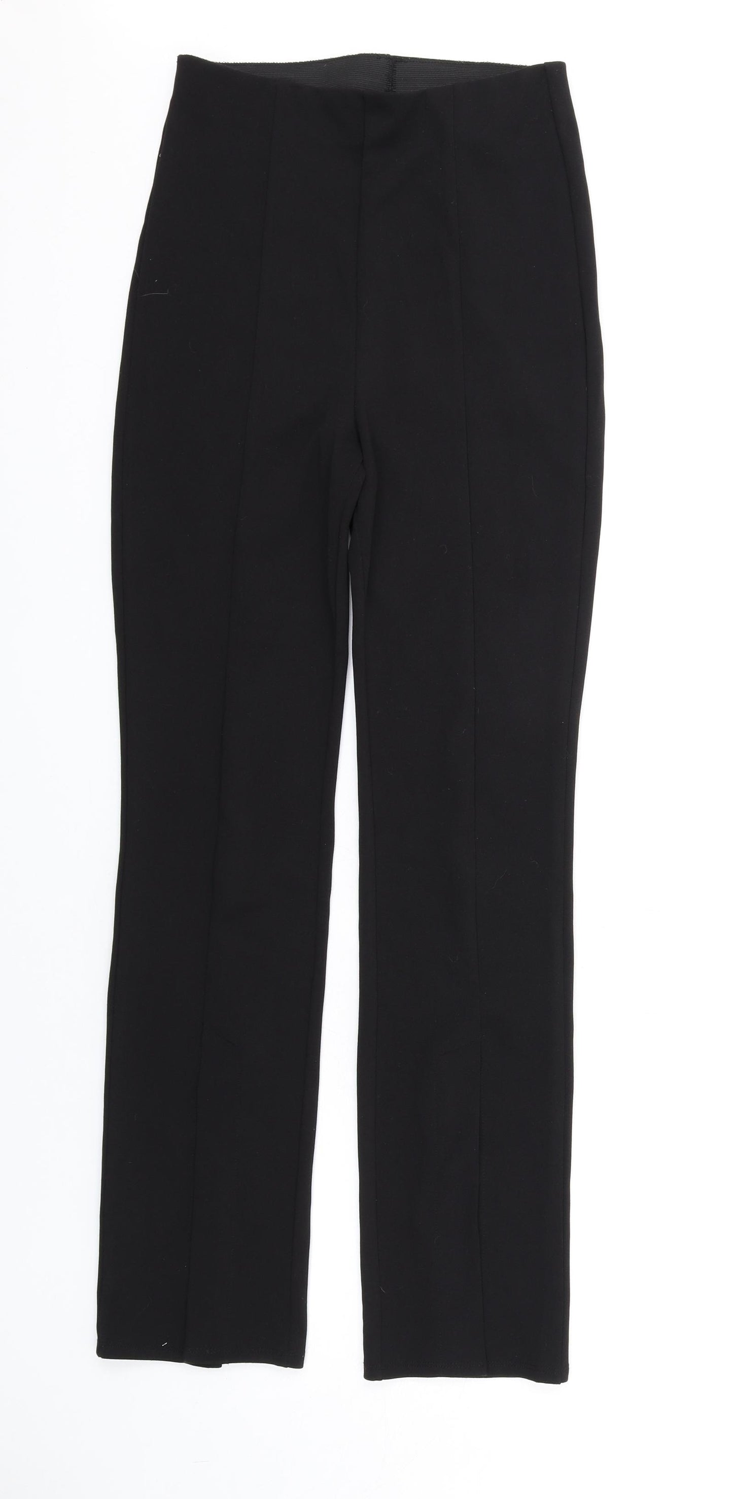H&M Womens Black Polyester Trousers Size S L31 in Regular