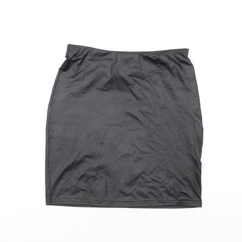 PRETTYLITTLETHING Womens Black Polyethylene Mini Skirt Size 8