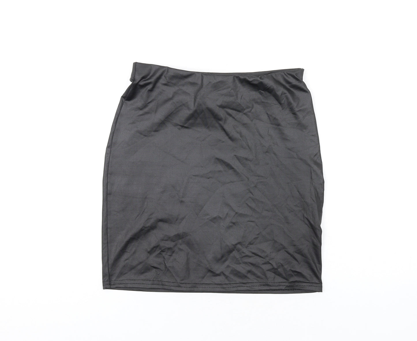 PRETTYLITTLETHING Womens Black Polyethylene Mini Skirt Size 8