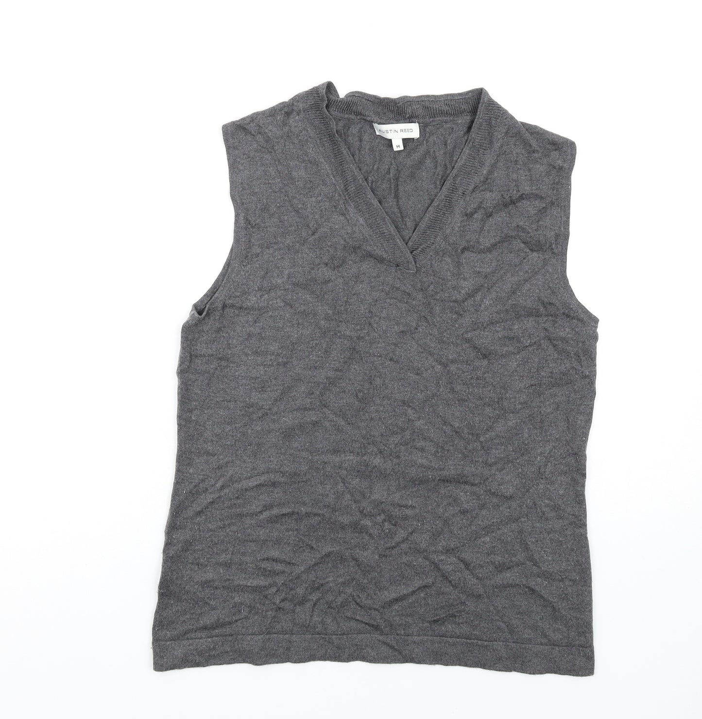 Austin Reed Womens Grey V-Neck Viscose Vest Jumper Size 14