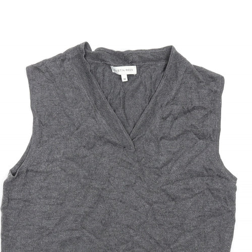 Austin Reed Womens Grey V-Neck Viscose Vest Jumper Size 14