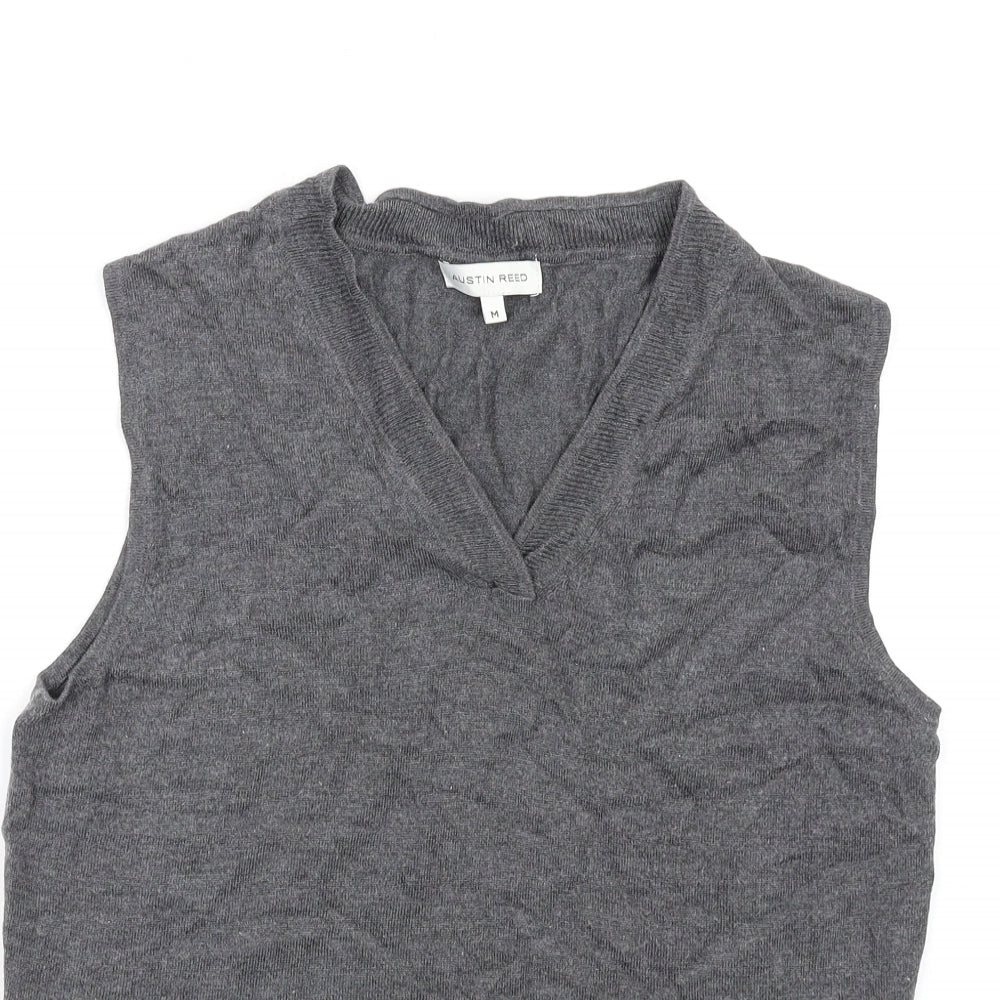 Austin Reed Womens Grey V-Neck Viscose Vest Jumper Size 14