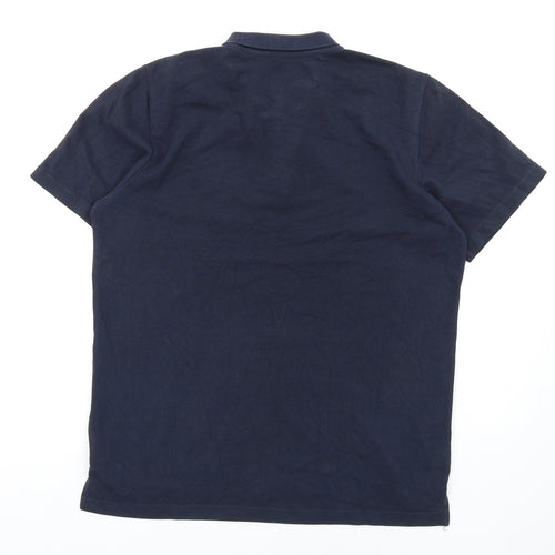 adidas Mens Blue Cotton Polo Size M Collared Button