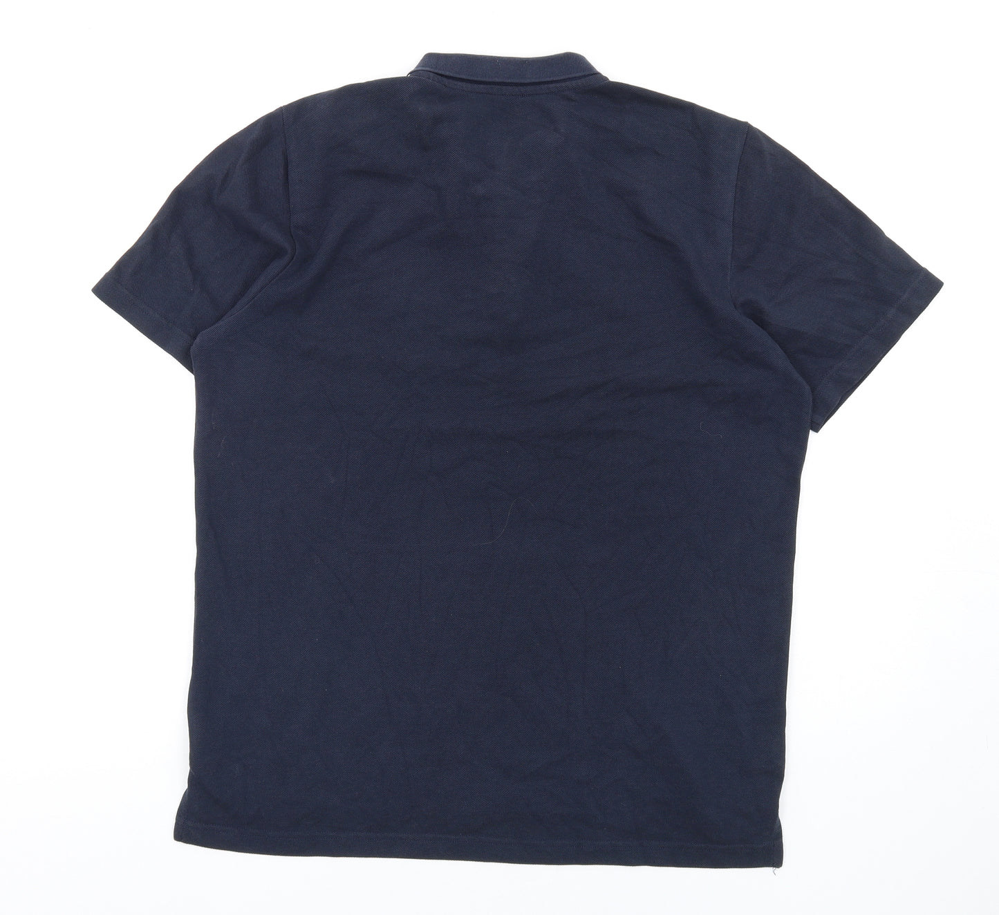 adidas Mens Blue Cotton Polo Size M Collared Button