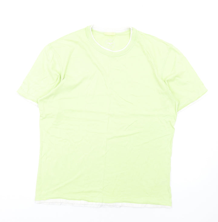 Blue Harbour Mens Green Cotton T-Shirt Size S Round Neck