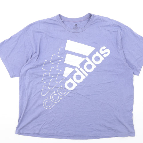 adidas Mens Blue Cotton T-Shirt Size 2XL Round Neck