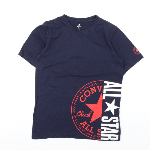 Converse Girls Blue Cotton Basic T-Shirt Size 12-13 Years Round Neck Pullover