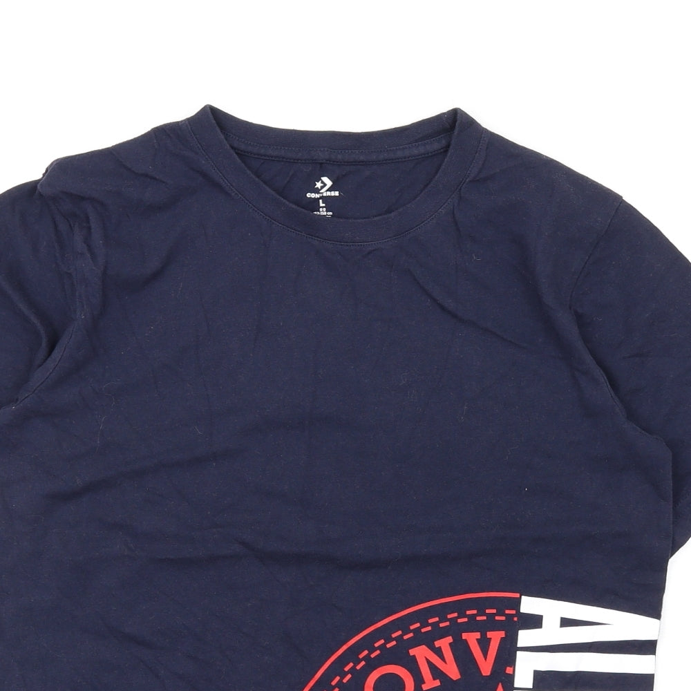 Converse Girls Blue Cotton Basic T-Shirt Size 12-13 Years Round Neck Pullover