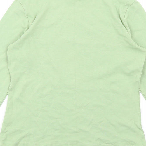 Marks and Spencer Womens Green Cotton Basic T-Shirt Size 8 Mock Neck