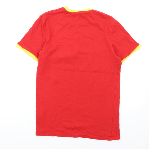 Spain Mens Red Cotton T-Shirt Size S Round Neck