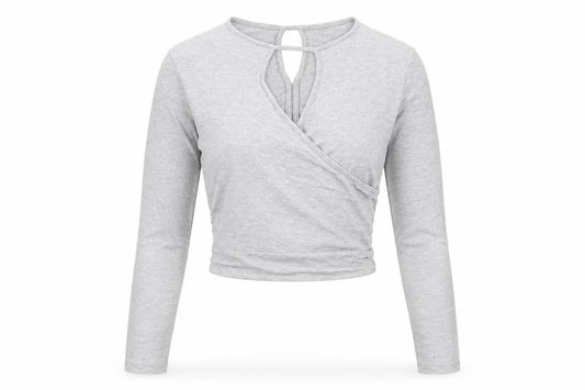 Front view of Next women’s grey striped modal basic t-shirt, size S, round neck - cut out