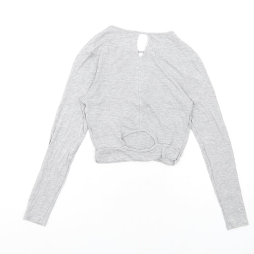 NEXT Womens Grey Striped Modal Basic T-Shirt Size S Round Neck - Cut Out