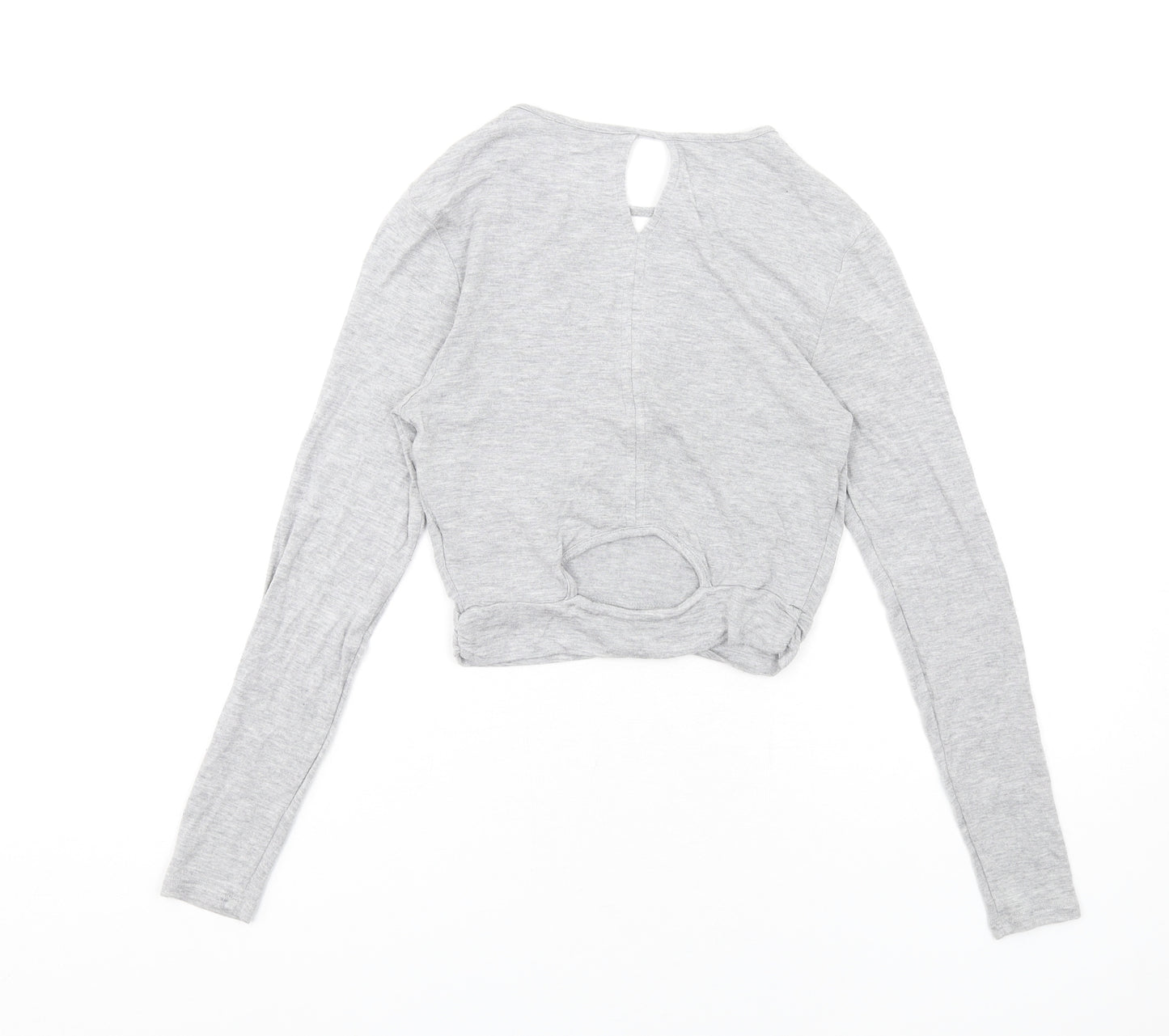 NEXT Womens Grey Striped Modal Basic T-Shirt Size S Round Neck - Cut Out