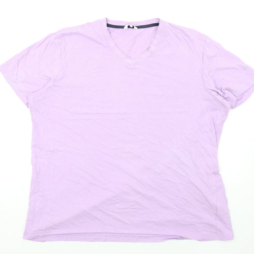 Cotton Traders Mens Purple Cotton T-Shirt Size 2XL V-Neck