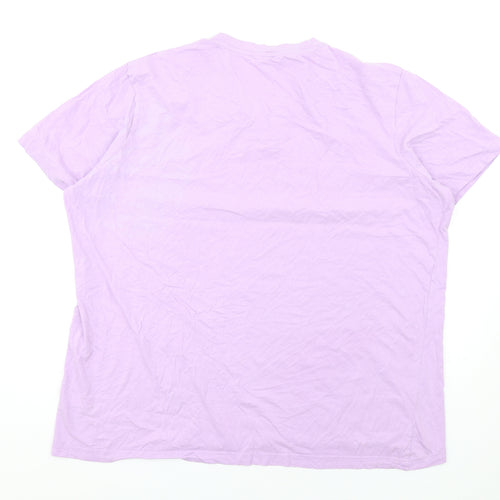 Cotton Traders Mens Purple Cotton T-Shirt Size 2XL V-Neck