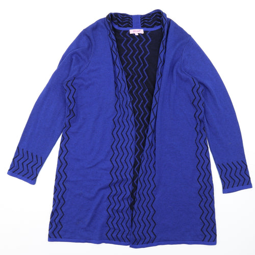 Per Una Womens Blue V-Neck Geometric Viscose Cardigan Jumper Size 16