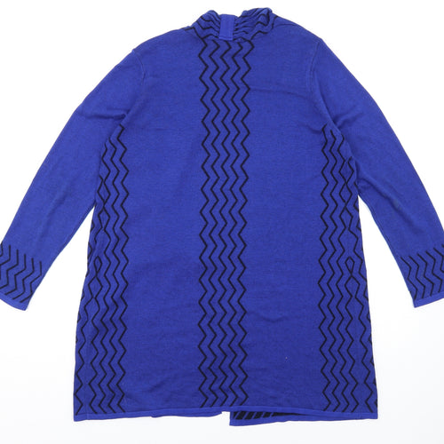 Per Una Womens Blue V-Neck Geometric Viscose Cardigan Jumper Size 16