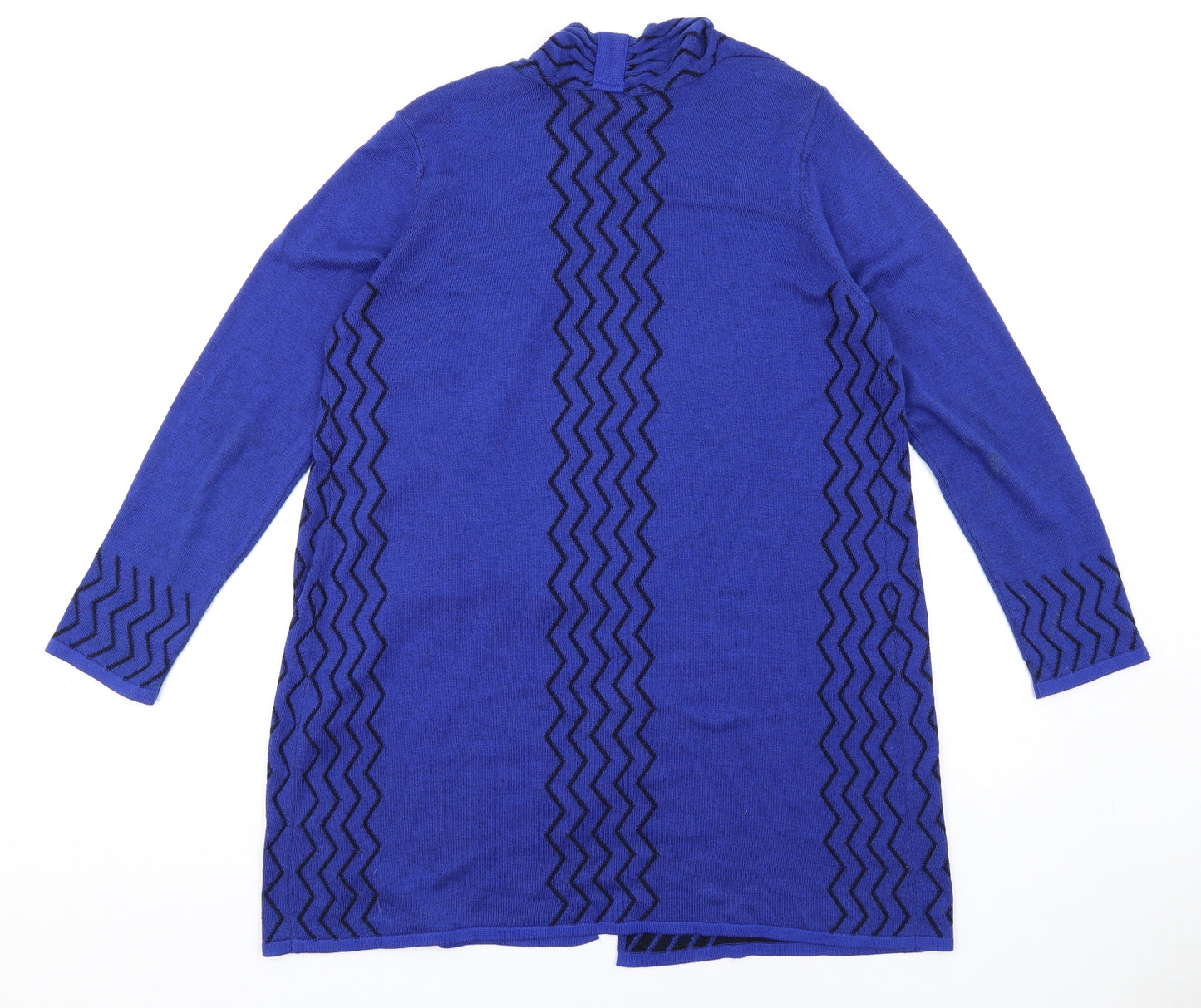 Per Una Womens Blue V-Neck Geometric Viscose Cardigan Jumper Size 16